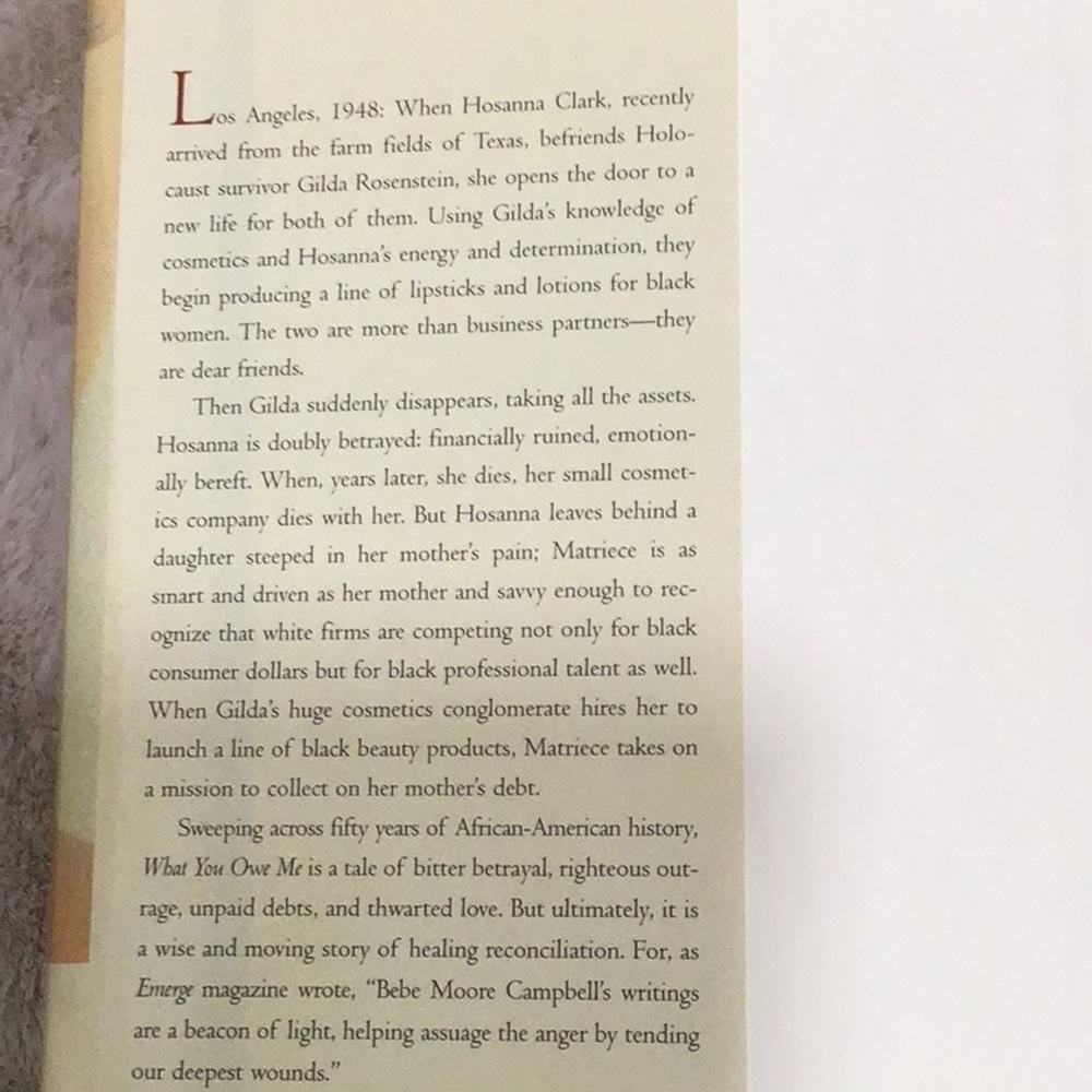 EUC. BOOK: What YouOwe Me by Bebe Moore Campbell***Hardcover*** - Picture 2 of 7